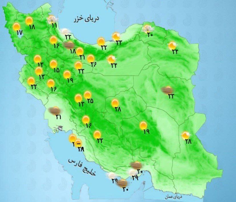 وضعیت آب و هوا، امروز ۱۳ خرداد ۱۴۰۲ / وزش باد شدید همراه با رگبار و رعد و برق در شرق کشور وضعیت آب و هوا، امروز ۱۳ خرداد ۱۴۰۲ / وزش باد شدید همراه با رگبار و رعد و برق در شرق کشور