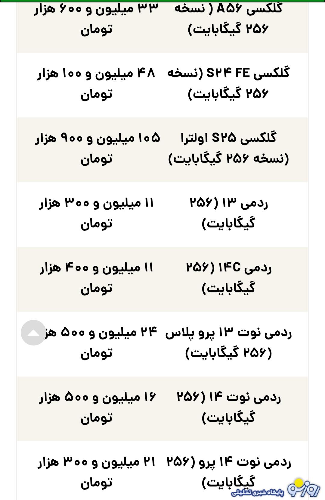 قیمت گوشی سامسونگ، شیائومی و آیفون امروز شنبه ۱۵ شهریور ۱۴۰۴ قیمت گوشی سامسونگ، شیائومی و آیفون امروز شنبه ۱۵ شهریور ۱۴۰۴