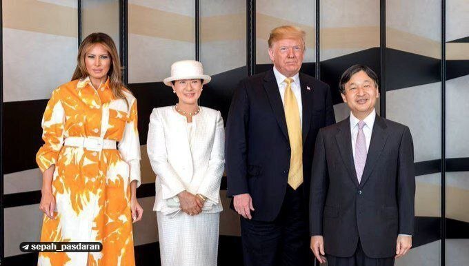 عکس: لباس عجیب ملانیا در دیدار ترامپ با امپراطور ژاپن